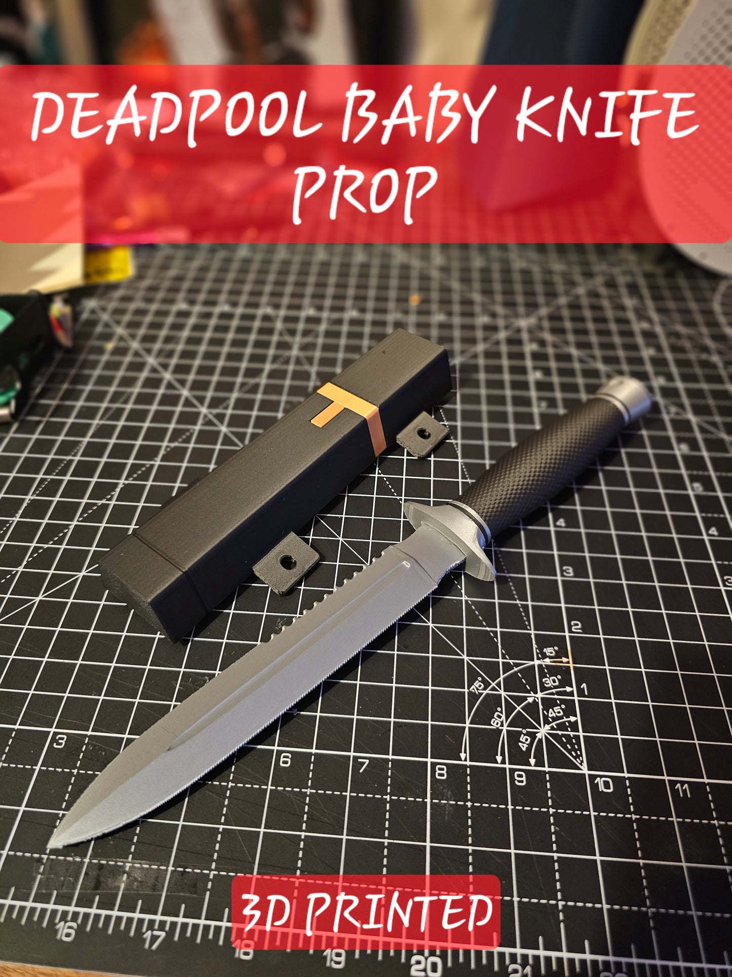 Deadpool Baby Knife Fake 3D Printed Prop Inspired by Deadpool 3 Custom Replica Cosplay with Ankle Sheath
